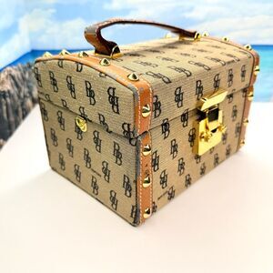 Vintage B. Brentano BB Monogram Vanity/Box Case, Made in Italy, Gold-Tone Lock